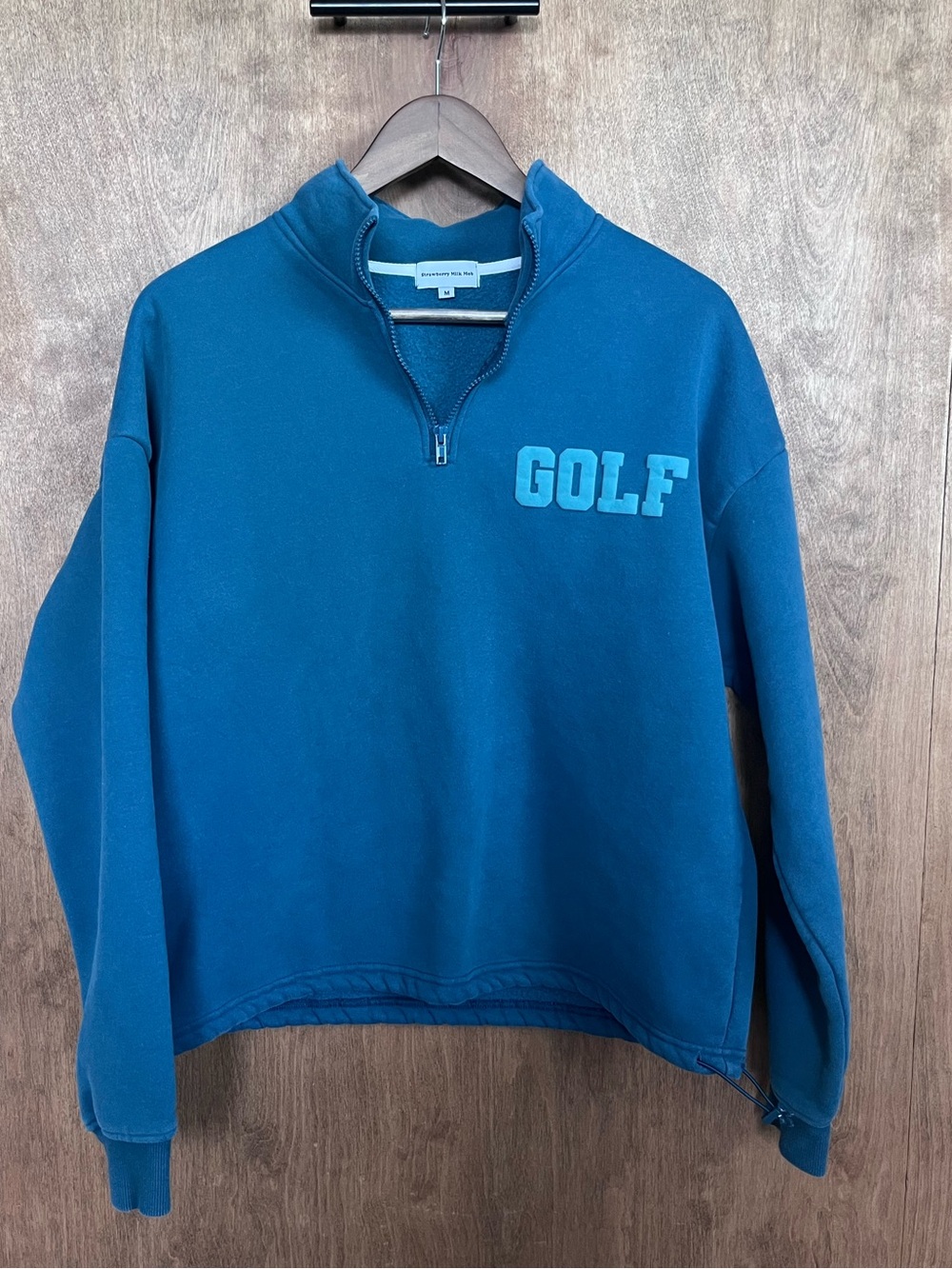Strawberry Milk Mob golf cart girls please stay away quarter zip up sweatshirt